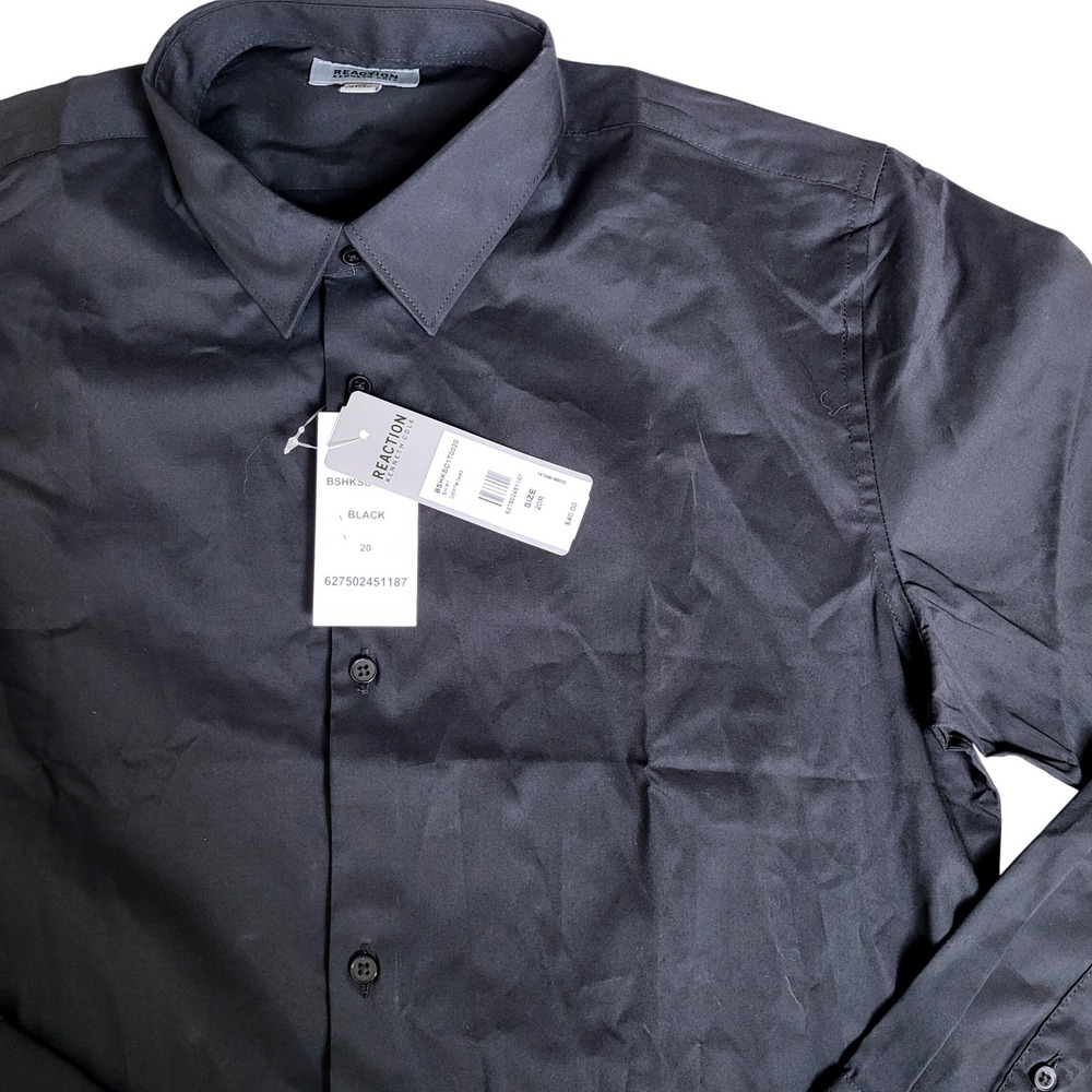Reaction‎ Kenneth Cole Black Button Down Shirt Size 20 Regular NWT Dress Shirt